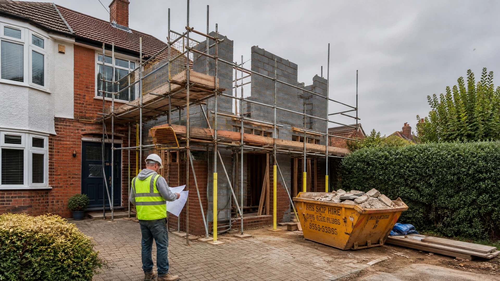 House extension under construction in Hertfordshire