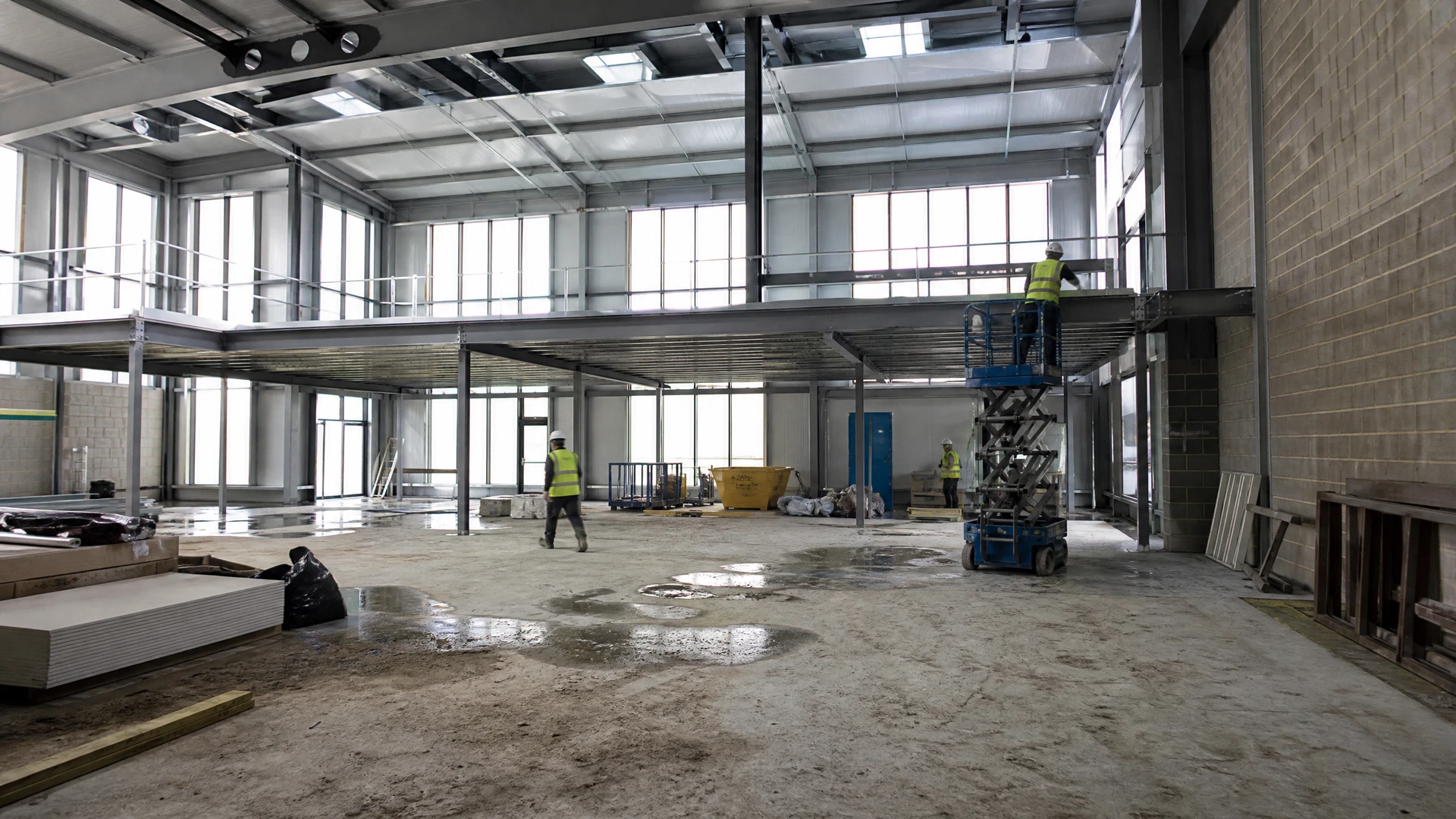 Industrial warehouse fit-out by TCM Building & Maintenance — mezzanine floor and in-warehouse offices